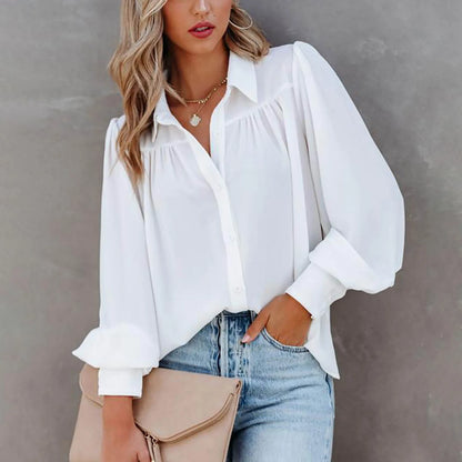 Leisure White Yellow Shirts Button